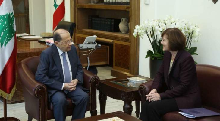 الرئيس عون استقبل السفيرة الاميركية في لبنان اليزابيث ريتشارد