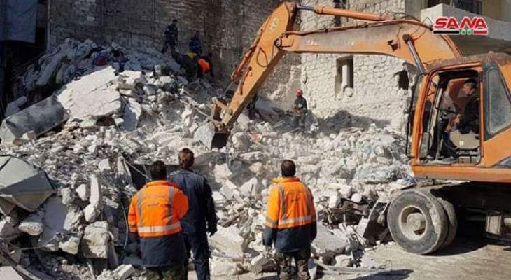 مقتل 11 شخصا بانهيار مبنى سكني في حلب