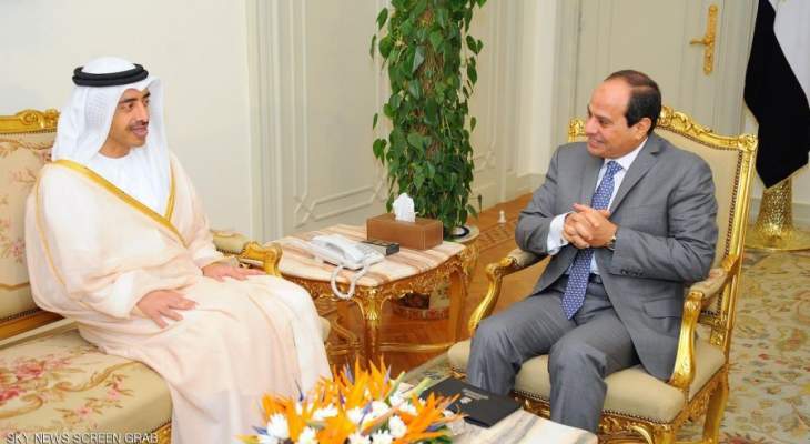 السيسي يبحث مع وزير الخارجية الإماراتي ملفات المنطقة والتصدي للإرهاب