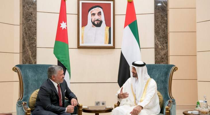 ملك الأردن وولي عهد أبو ظبي بحثا بتعزيز العلاقات الثنائية وبآخر التطورات