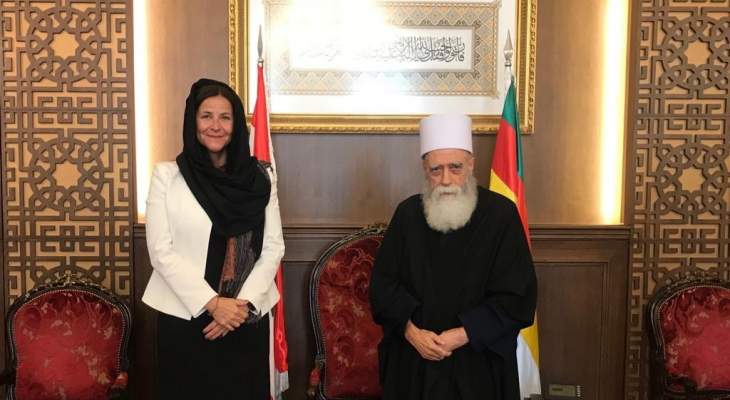 الشيخ حسن التقى سفيرة النروج: لمؤازرة المعنيين لتفادي المزيد من خسائر الحرائق