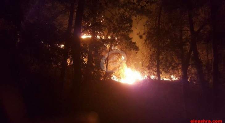 استمرار عملية اطفاء الحرائق بين بلدتي زوطر الشرقية ويحمر الشقيف