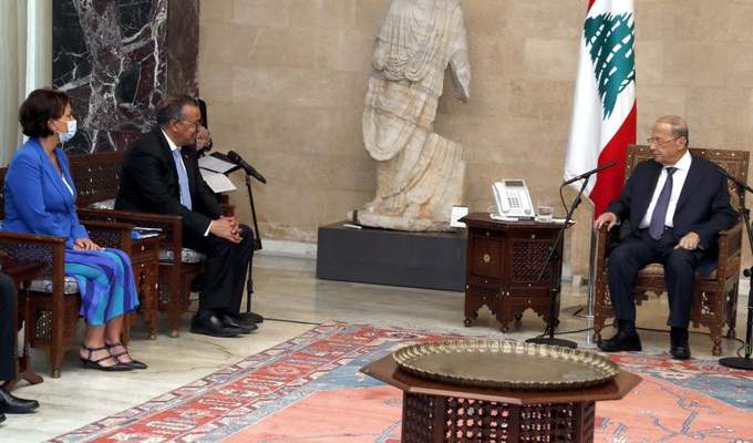 الرئيس عون اكد تقدير لبنان للمساعدات التي تقدمها منظمة الصحة العالمية وأمل في تطوير التعاون معها