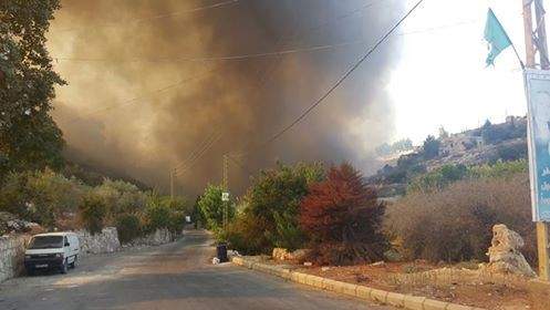 اهالي شحور يناشدون الدفاع المدني بإخماد النيران التي إندلعت في المنطقة
