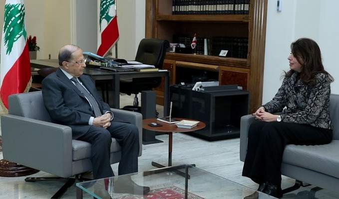 الرئيس عون عرض مع الوزيرة شريم ملف المهجرين 