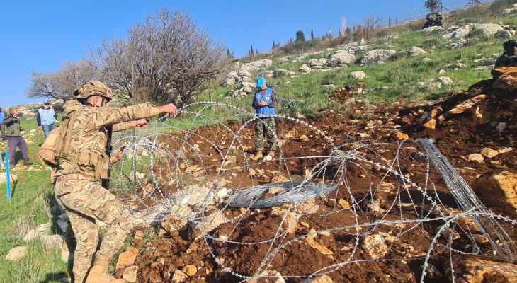 الجيش اللبناني أزال خرقا اسرائيليا للخط الأزرق بالقوة في وادي هونين