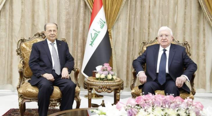 وصول الرئيس عون الى قصر السلام لاجراء محادثات مع رئيس العراق فؤاد معصوم