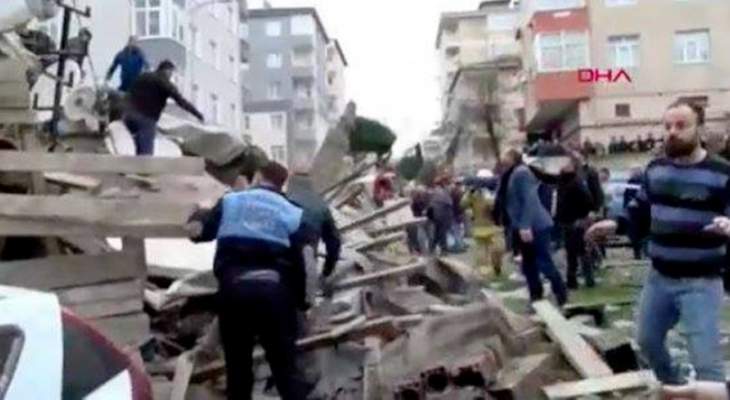 انهيار مبنى من 6 طوابق في اسطنبول