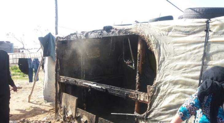 الدفاع المدني: حريق خيمة للنازحين السوريين في الفرزل - البقاع