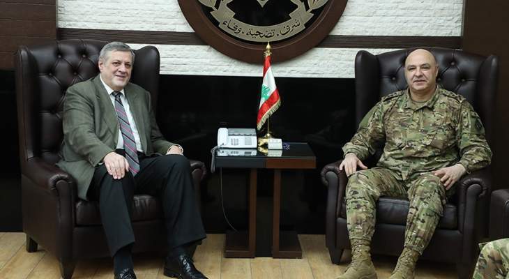 قائد الجيش بحث مع كوبتش بالأوضاع العامة في لبنان والمنطقة والتقى وفدا من اتحاد &quot;أورا&quot;