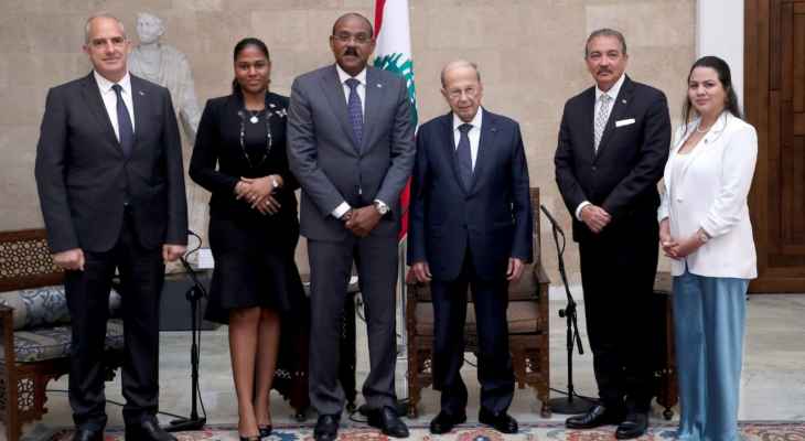 الرئيس عون أكد ترحيب لبنان بتعزيز العلاقات الثنائية في المجالات كافة مع حكومة "أنتيغوا وبربودا"