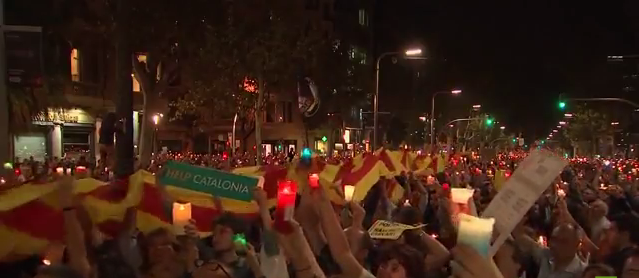 مظاهرات حاشدة في برشلونة تضامنا مع المعتقلين المناصرين لانفصال كتالونيا