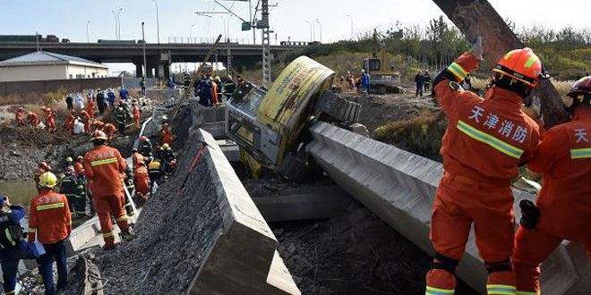 7 قتلى جراء انهيار جسر للسكك الحديدية في الصين
