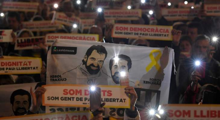  تظاهرات في برشلونة للمطالبة بالإفراج عن 10 من مسؤولي إقليم كتالونيا