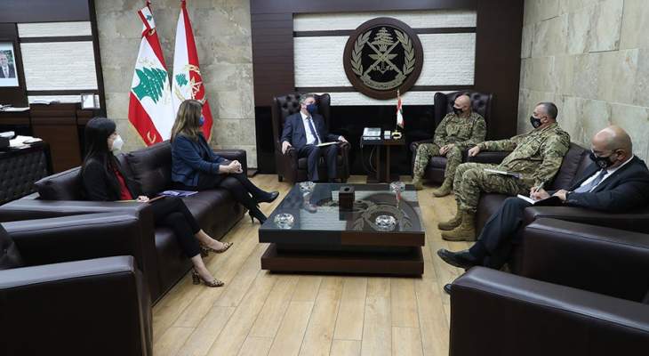 قائد الجيش التقى ديروشر: آمل استمرار عملية التفاوض غير المباشر لترسيم الحدود بما يحفظ حقوق لبنان البحرية