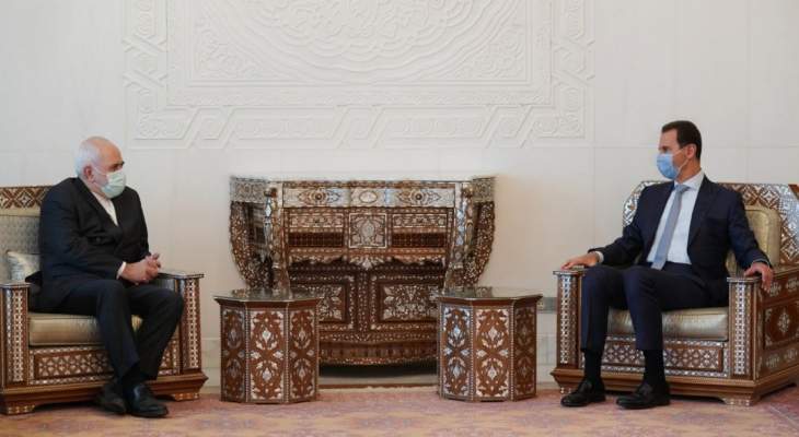 الأسد بحث مع ظريف سبل تعزيز التعاون بين إيران وسوريا بمختلف المجالات