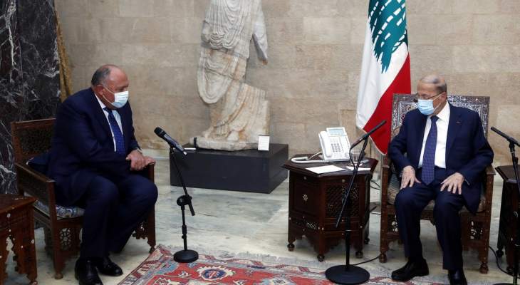 الرئيس عون التقى وزير الخارجية المصرية على رأس وفد