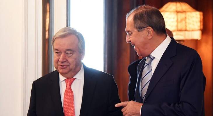 لافروف يبحث مع غوتيريش الملف السوري والعلاقات بين روسيا والأمم المتحدة