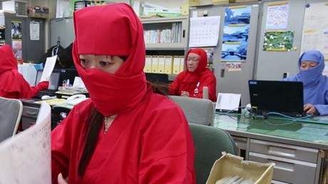 يابانيون يذهبون إلى العمل بلباس النينجا