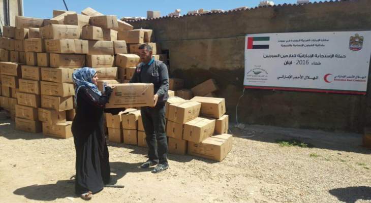 الهلال الأحمر الإماراتي وزع مساعدات عينية على 1400 أسرة في عرسال