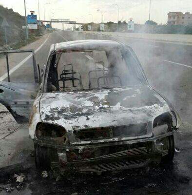 النشرة: اندلاع حريق في سيارة على اوتوستراد الجنوب في منطقة أبو الاسود