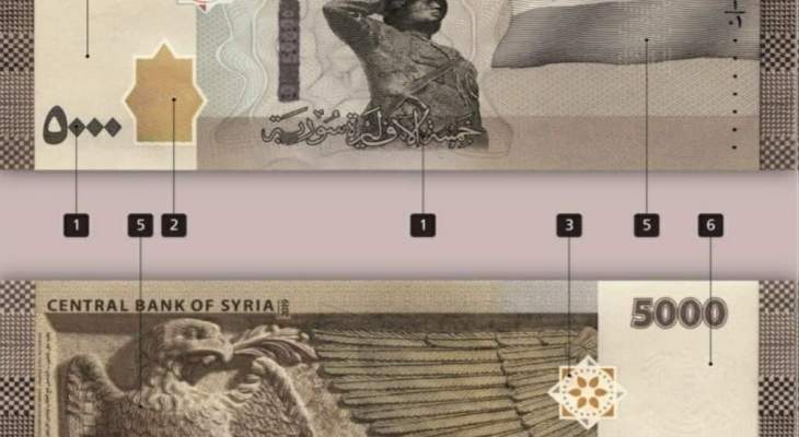  مصرف سوريا المركزي يطرح فئة 5000 ليرة سورية