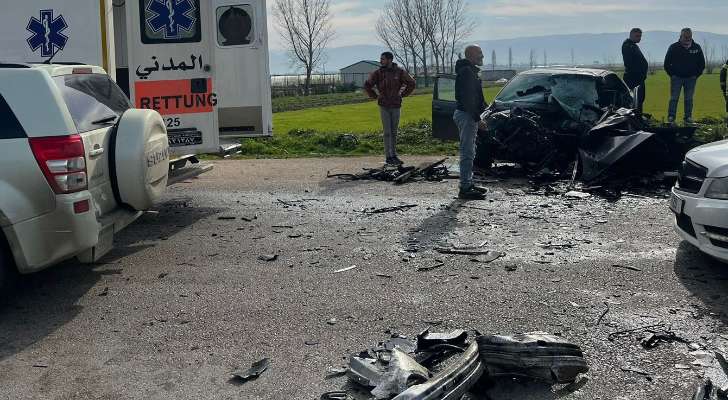"النشرة": قتيل وجريح بحادث سير على طريق عام قب الياس- عميق عند مفرق التل الأخضر
