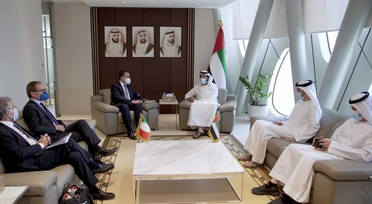 وزير خارجية إيطاليا ووزير اقتصاد الإمارات بحثا بفرص التعاون خلال فترة التعافي ومرحلة ما بعد &quot;كوفيد 19&quot;