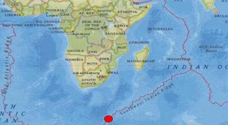 هيئة المسح الجيولوجي الأميركية: هزة أرضية بقوة 6 درجات ضربت ساحل جنوب إفريقيا