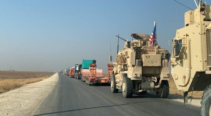 أرتال أميركية تعبر بالقرب من نقطة للجيش السوري جنوب تل تمر في محافظة الحسكة