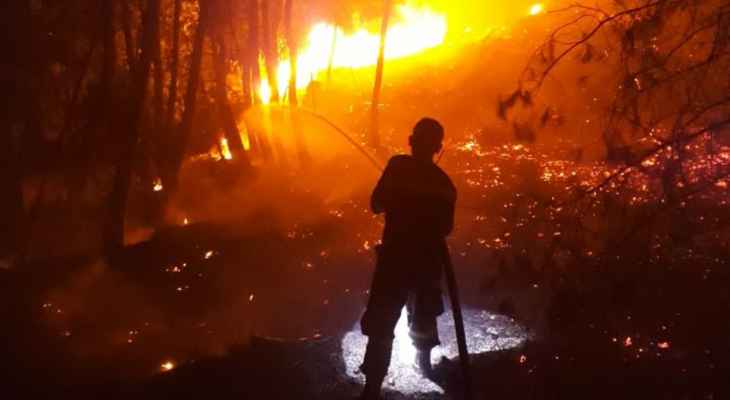 الدفاع المدني: إخماد النيران في أحراج الصنوبر في بلدة بطرماز وتبريد رقعة الحريق بإحكام