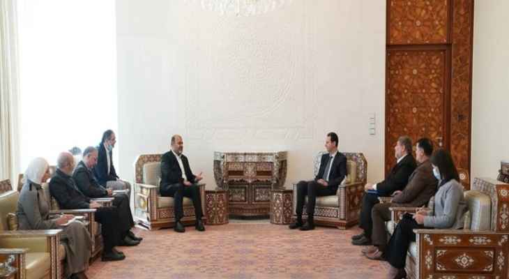 الأسد بحث مع وزير الطرق الإيراني مشاريع تحقق المنفعة الإستراتيجية المشتركة