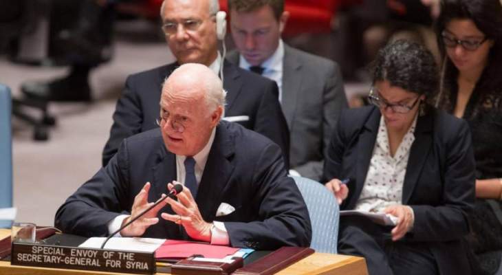 دي ميستورا: لا يمكن استئناف المفاوضات حول سوريا مع استمرار القصف
