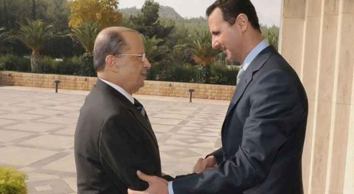 الأسد هنأ الرئيس عون بعيد المقاومة والتحرير: هذا الانتصار أعاد الحقوق وأسقط مؤمرات الاحتلال