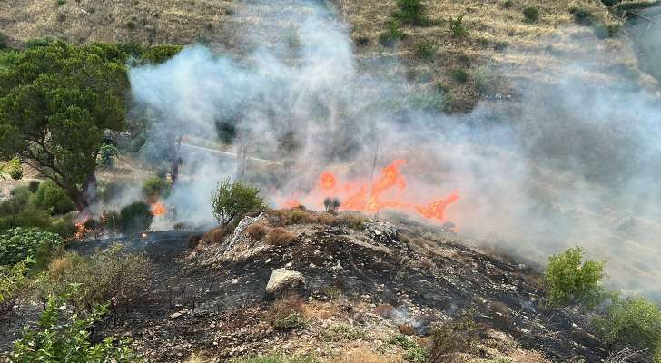 الدفاع المدني: إخماد حريق مساحة شاسعة من الأعشاب والأشجار في جبل رأس العين- قب الياس
