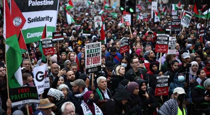 نحو 100 ألف شخص تظاهروا في لندن مطالبين بـ"وقف الحرب في غزة"