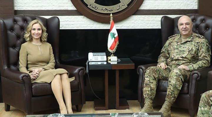 قائد الجيش بحث مع سفيرة سويسرا في لبنان بعلاقات التعاون بين جيشي البلدين