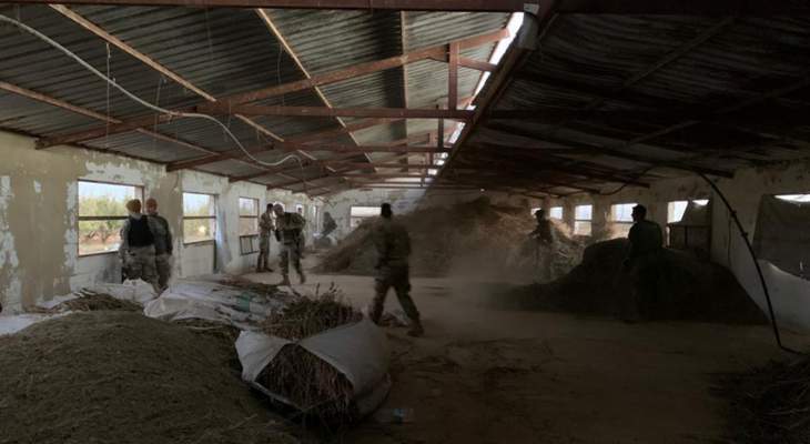 الجيش: مداهمة مستودع مشبوه في حوش السيد علي في الهرمل وضبط حوالى 10 أطنان من حشيشة الكيف