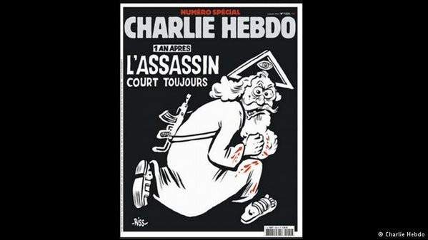 شارلي ايبدو تنشر كاريكاتيرا لـ&quot;الله&quot; بذكرى مرور عام على الهجوم عليها  