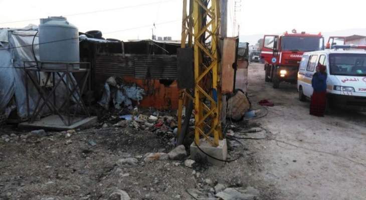 الدفاع المدني: إخماد حريق داخل مخيم للنازحين السوريين في عنجر- البقاع الأوسط