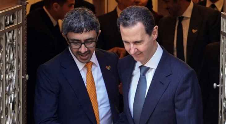 الأسد التقى وزير الخارجية الإماراتي: من الطبيعي أن تعود العلاقات بين البلدين إلى عمقها