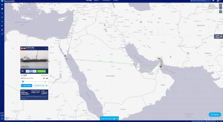"تانكرز تراكرز": سفينة النفط الإيرانية الثالثة دخلت خليج السويس من البحر الأحمر