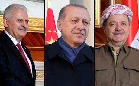 أردوغان ويلدريم عزيا البارزاني بقتلى البيشمركة بالقصف التركي على العراق