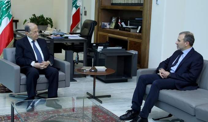 عون التقى رئيس تكتّل &quot;لبنان القوي&quot; النائب جبران باسيل