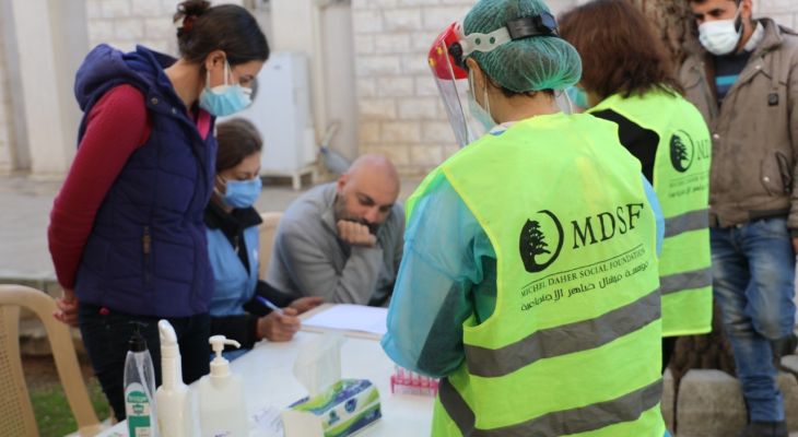  مؤسسة ميشال ضاهر نظمت حملة فحوصات PCR عشوائية لتقويم الوضع الصحي بقضاء زحلة