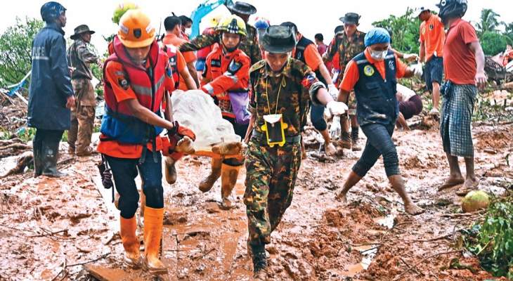 ارتفاع حصيلة ضحايا الانهيار الأرضي في ميانمار إلى 69 قتيلا 