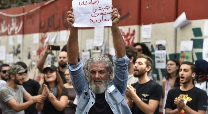 متظاهرون تجمعوا امام مصرف لبنان احتجاجا الاوضاع القائمة 