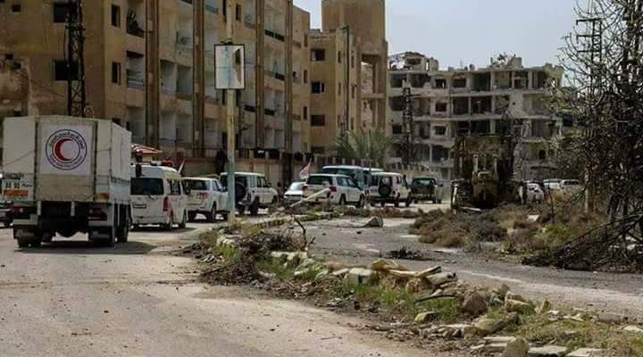 التلفزيون السوري:خروج 27 مسلحا و182 مدنيا من حرستا بالغوطة الشرقية