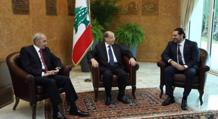 بدء اللقاء الثلاثي بين الرئيس عون وبري والحريري في قصر بعبدا