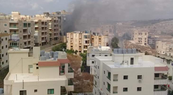 حريق كبير خلف مستشفى الشيخ راغب حرب في تول 